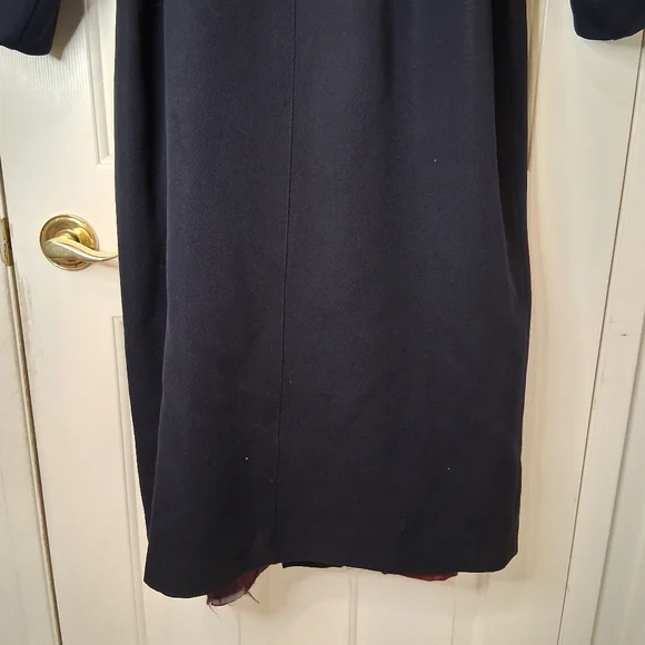VINTAGE Anna Collection Saxonia Pure Virgin Wool Navy Blue Trench Coat - Picture 13 of 16